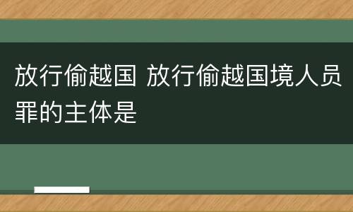 放行偷越国 放行偷越国境人员罪的主体是