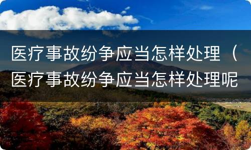 医疗事故纷争应当怎样处理（医疗事故纷争应当怎样处理呢）
