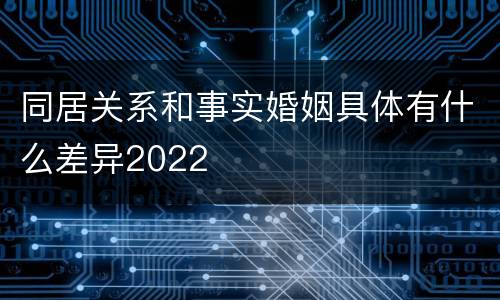 同居关系和事实婚姻具体有什么差异2022
