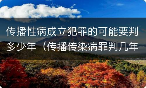传播性病成立犯罪的可能要判多少年（传播传染病罪判几年）