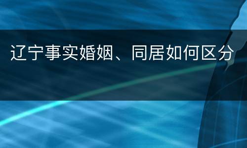 辽宁事实婚姻、同居如何区分
