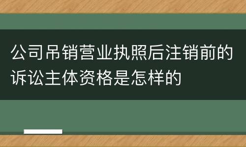 公司吊销营业执照后注销前的诉讼主体资格是怎样的