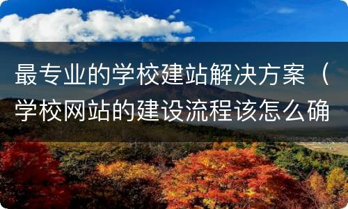 最专业的学校建站解决方案（学校网站的建设流程该怎么确定）