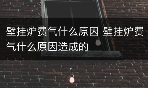 壁挂炉费气什么原因 壁挂炉费气什么原因造成的