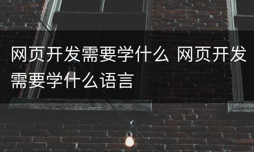 网页开发需要学什么 网页开发需要学什么语言