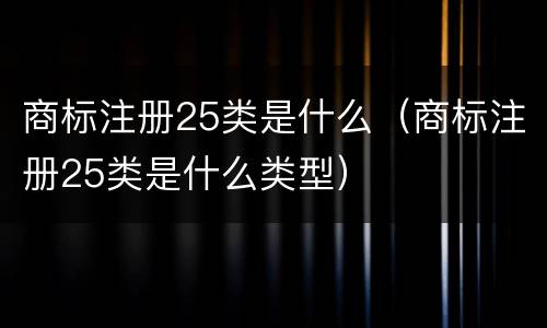 商标注册25类是什么（商标注册25类是什么类型）