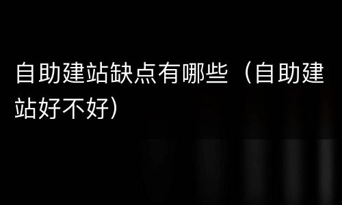 自助建站缺点有哪些（自助建站好不好）