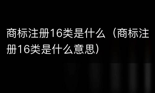 商标注册16类是什么（商标注册16类是什么意思）
