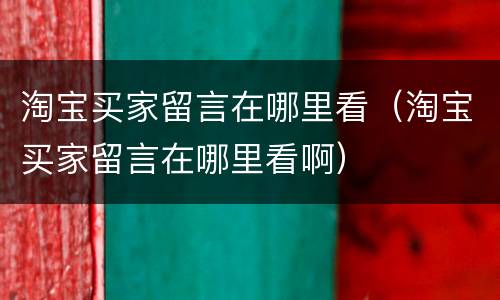 淘宝买家留言在哪里看（淘宝买家留言在哪里看啊）