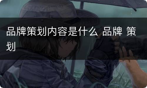 品牌策划内容是什么 品牌 策划