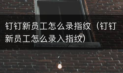 钉钉新员工怎么录指纹（钉钉新员工怎么录入指纹）