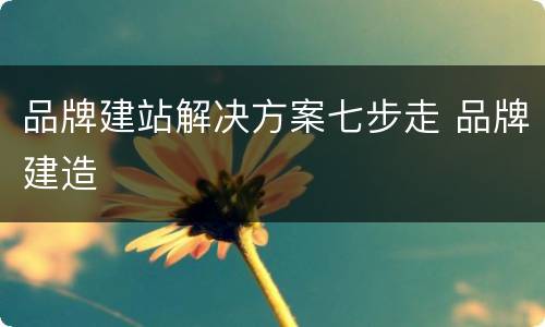 品牌建站解决方案七步走 品牌建造