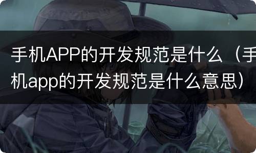 手机APP的开发规范是什么（手机app的开发规范是什么意思）