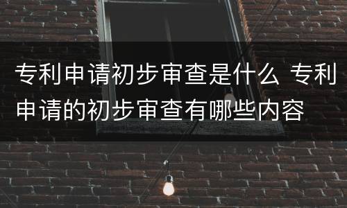 专利申请初步审查是什么 专利申请的初步审查有哪些内容