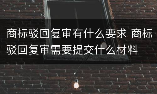 商标驳回复审有什么要求 商标驳回复审需要提交什么材料