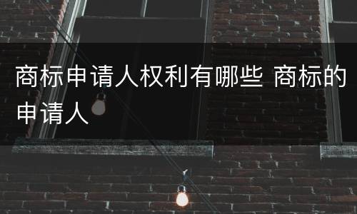 商标申请人权利有哪些 商标的申请人