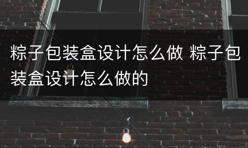粽子包装盒设计怎么做 粽子包装盒设计怎么做的