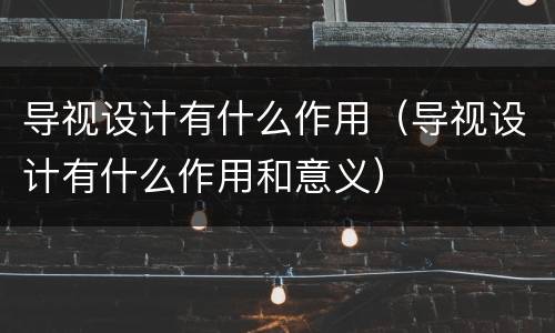 导视设计有什么作用（导视设计有什么作用和意义）