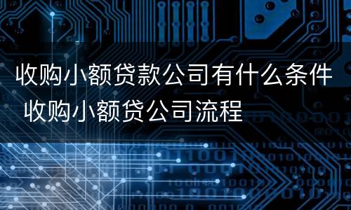 收购小额贷款公司有什么条件 收购小额贷公司流程
