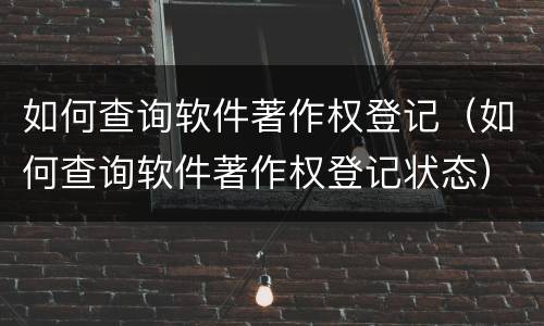 如何查询软件著作权登记（如何查询软件著作权登记状态）