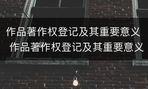 作品著作权登记及其重要意义 作品著作权登记及其重要意义包括