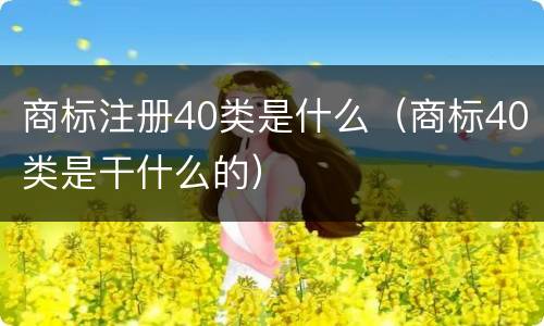 商标注册40类是什么（商标40类是干什么的）