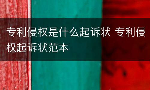 专利侵权是什么起诉状 专利侵权起诉状范本