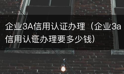 企业3A信用认证办理（企业3a信用认证办理要多少钱）