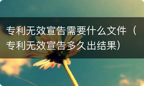 专利无效宣告需要什么文件（专利无效宣告多久出结果）