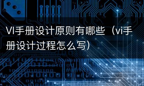 VI手册设计原则有哪些（vi手册设计过程怎么写）
