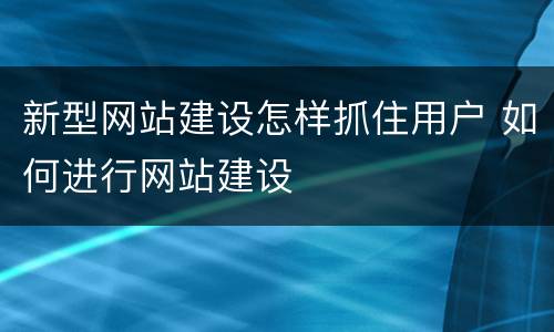 新型网站建设怎样抓住用户 如何进行网站建设