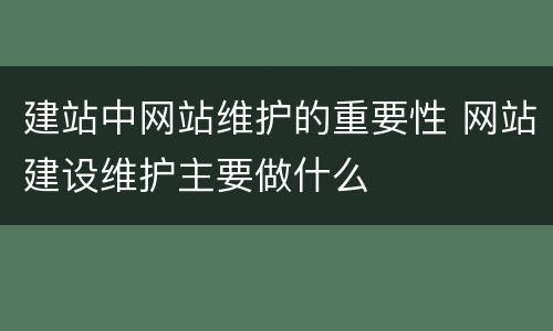 建站中网站维护的重要性 网站建设维护主要做什么