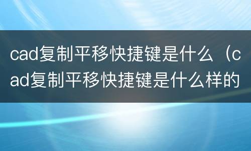 cad复制平移快捷键是什么（cad复制平移快捷键是什么样的）