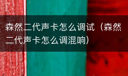 森然二代声卡怎么调试（森然二代声卡怎么调混响）