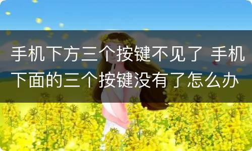 手机下方三个按键不见了 手机下面的三个按键没有了怎么办
