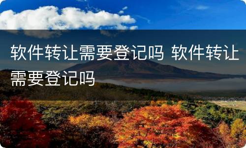 软件转让需要登记吗 软件转让需要登记吗