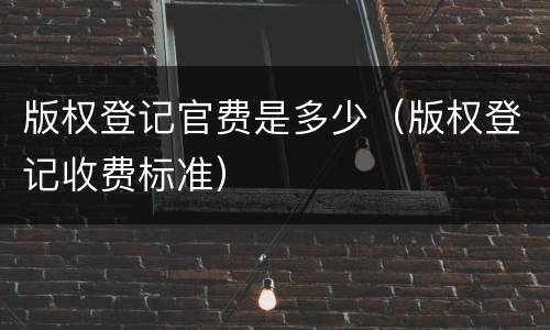 版权登记官费是多少（版权登记收费标准）