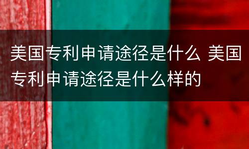 美国专利申请途径是什么 美国专利申请途径是什么样的