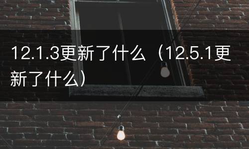 12.1.3更新了什么（12.5.1更新了什么）