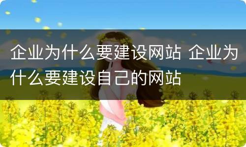 企业为什么要建设网站 企业为什么要建设自己的网站