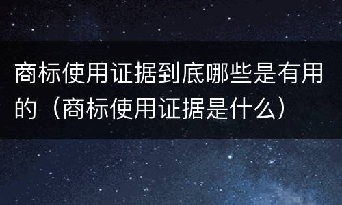 商标使用证据到底哪些是有用的（商标使用证据是什么）