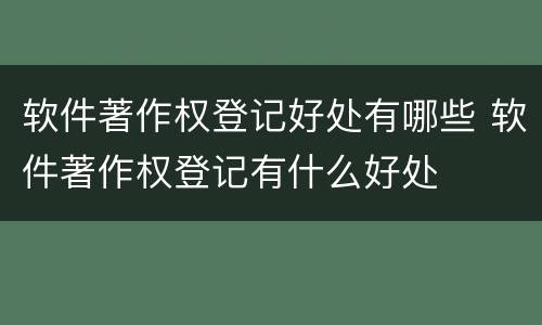 软件著作权登记好处有哪些 软件著作权登记有什么好处