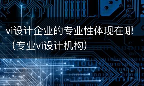 vi设计企业的专业性体现在哪（专业vi设计机构）