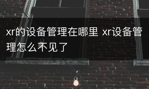 xr的设备管理在哪里 xr设备管理怎么不见了