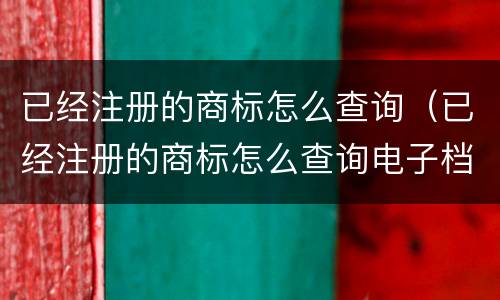 已经注册的商标怎么查询（已经注册的商标怎么查询电子档案记录）