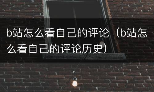 b站怎么看自己的评论（b站怎么看自己的评论历史）