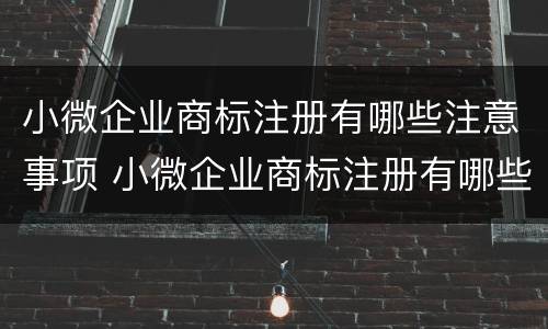 小微企业商标注册有哪些注意事项 小微企业商标注册有哪些注意事项和要求