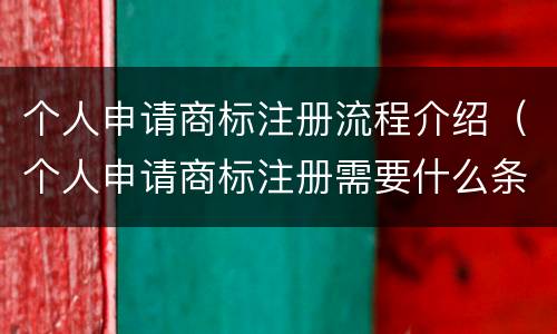 个人申请商标注册流程介绍（个人申请商标注册需要什么条件）