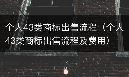 个人43类商标出售流程（个人43类商标出售流程及费用）