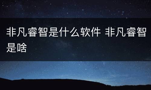 非凡睿智是什么软件 非凡睿智是啥